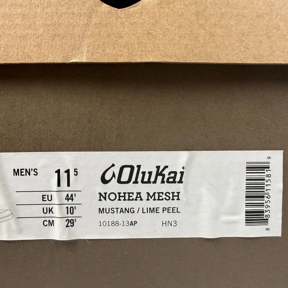 OluKai Nohea Mesh Slip On Shoes Mens 11.5 Mustang Lime Peel Comfort Casual 10188